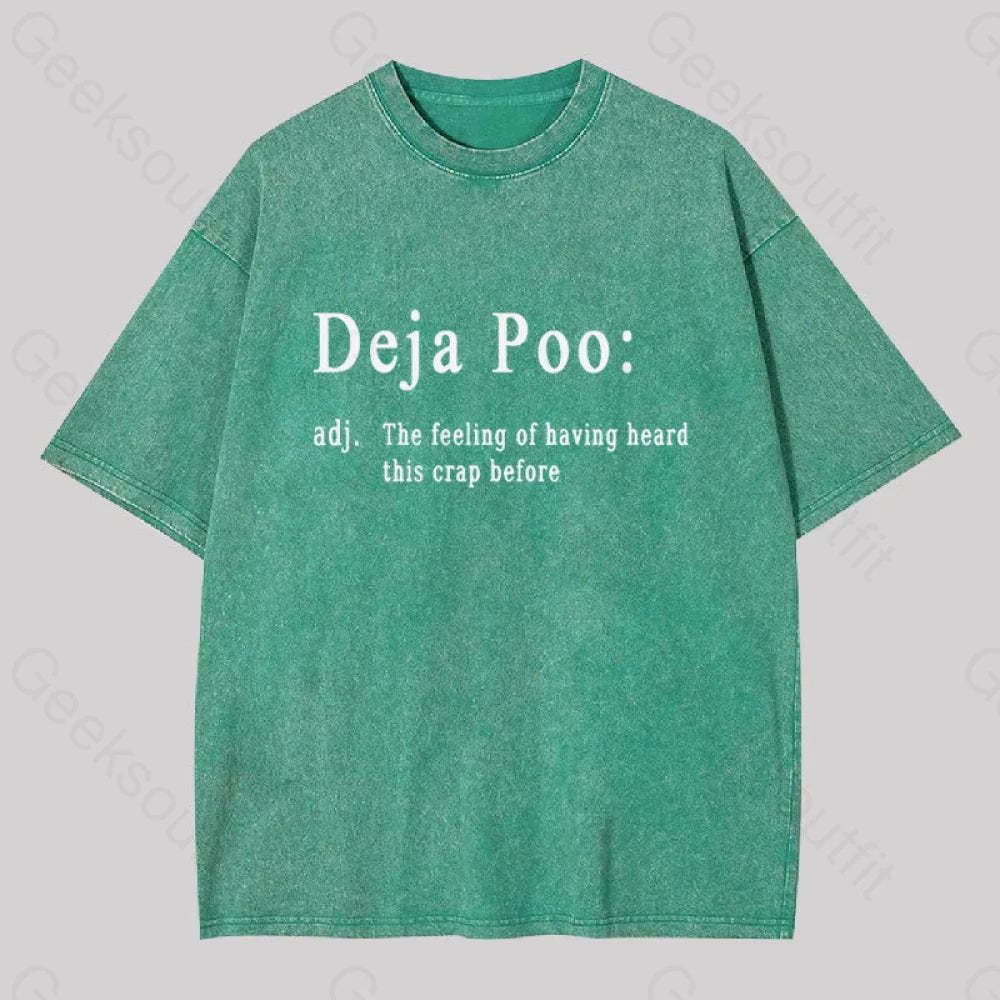 Deja Poo Geek Washed T-Shirt Grass Green / S