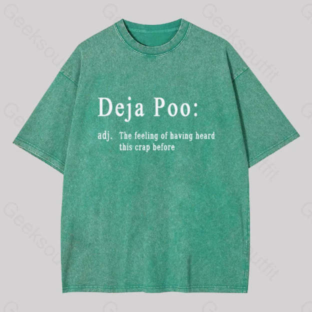 Deja Poo Geek Washed T-Shirt Grass Green / S