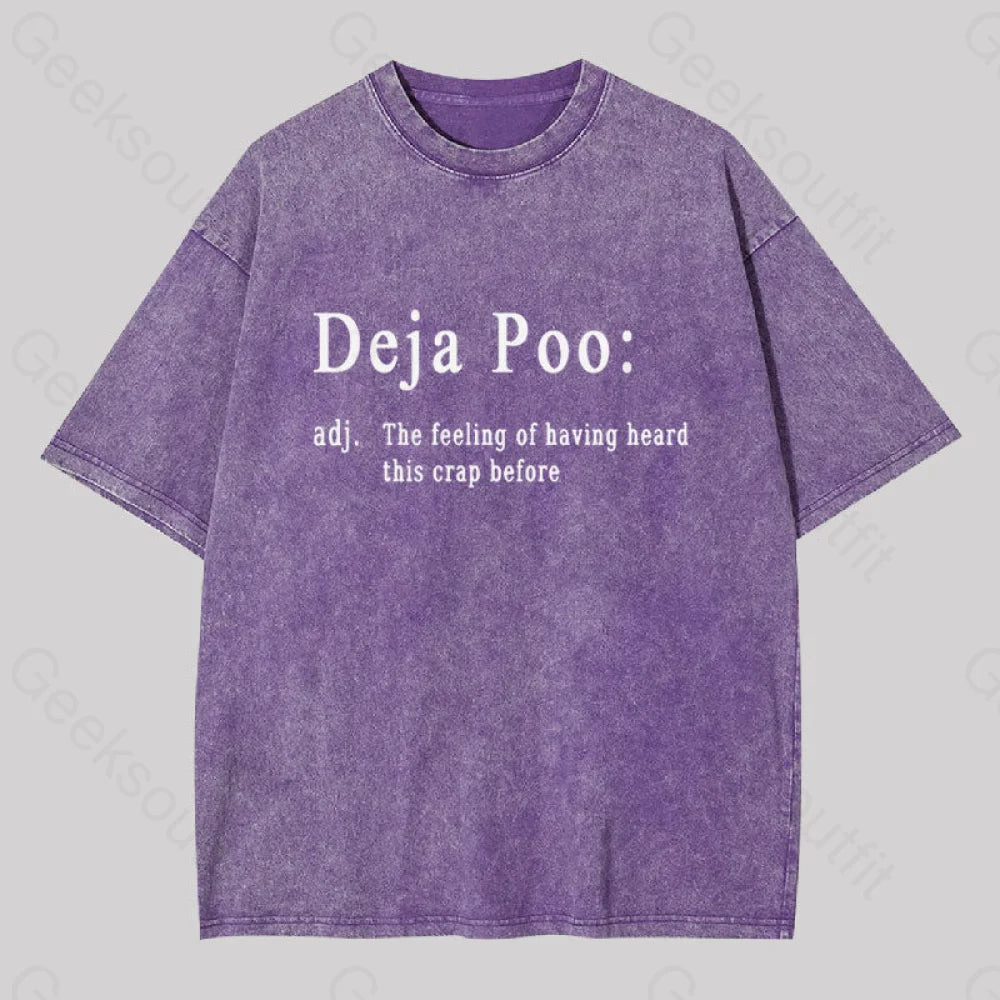 Deja Poo Geek Washed T-Shirt Purple / S