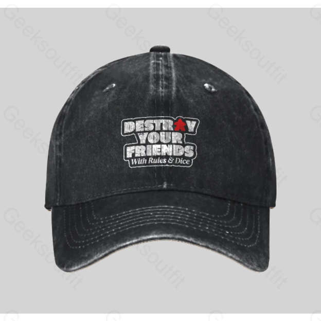 Destroy Your Friends With Rules And Dice Washed Vintage Baseball Cap Black