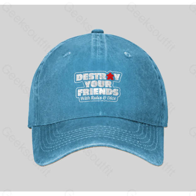 Destroy Your Friends With Rules And Dice Washed Vintage Baseball Cap Blue