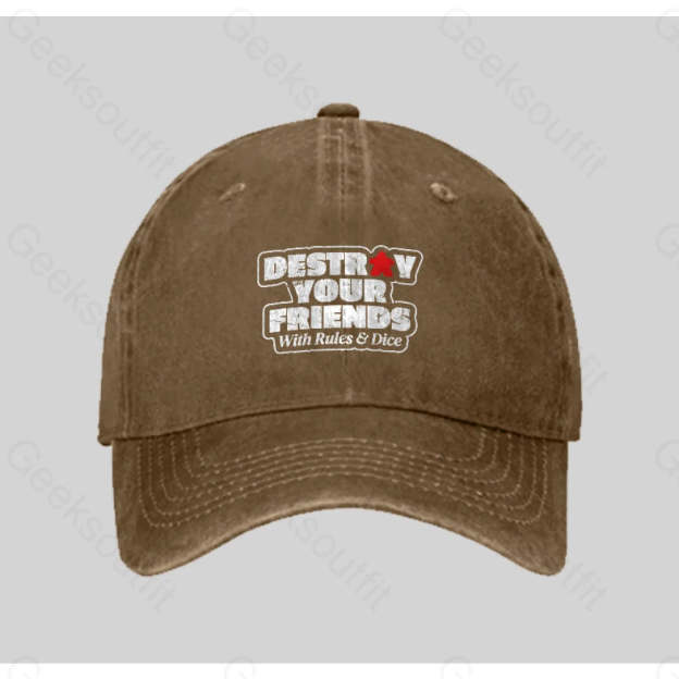 Destroy Your Friends With Rules And Dice Washed Vintage Baseball Cap Natural