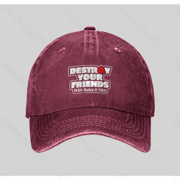 Destroy Your Friends With Rules And Dice Washed Vintage Baseball Cap Red