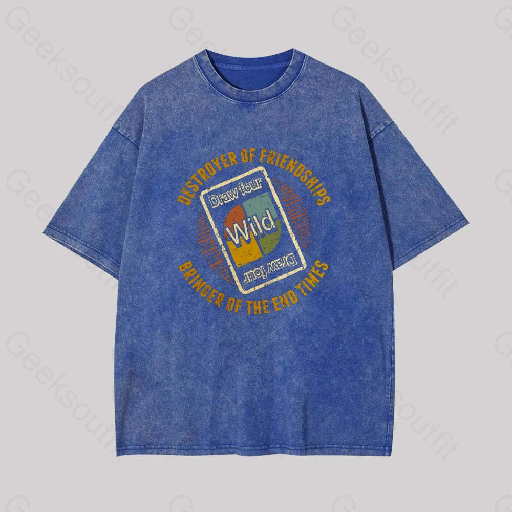 Destroyers Of Friendships Geek Washed T-Shirt Blue / S