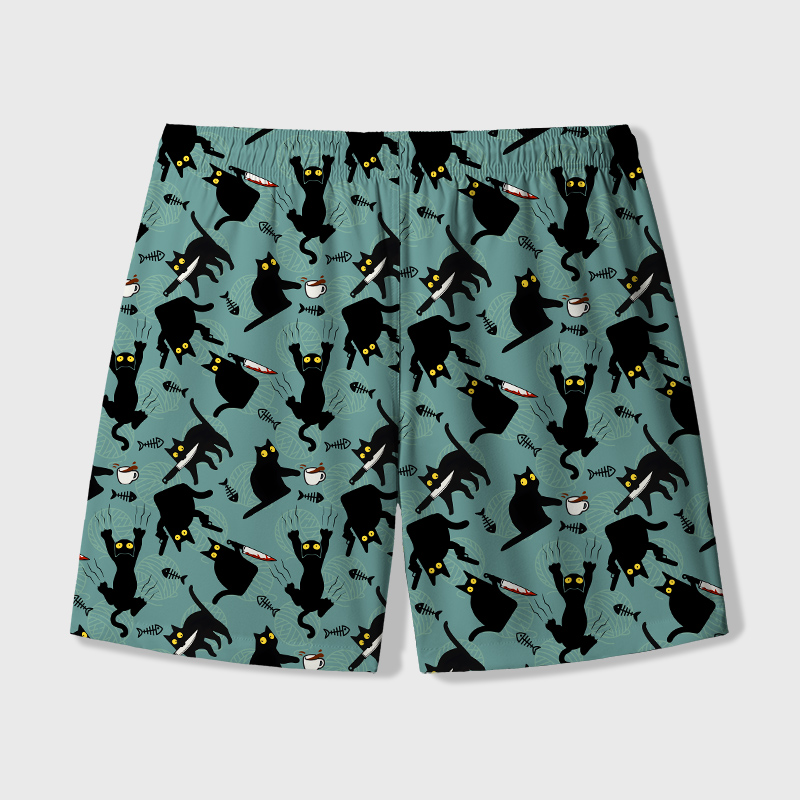 Naughty Kitten Geek Hawaiian Swim Trunks