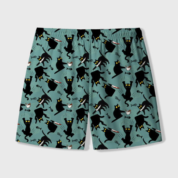 Naughty Kitten Geek Hawaiian Swim Trunks