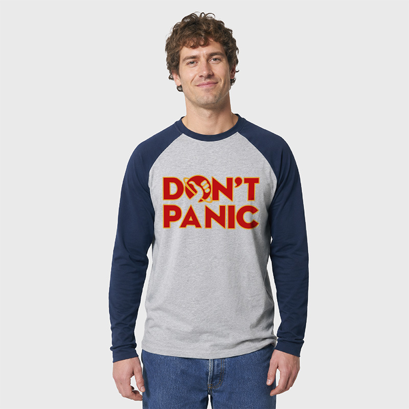 Don't Panic Geek Retro Raglan Long-Sleeve Tee