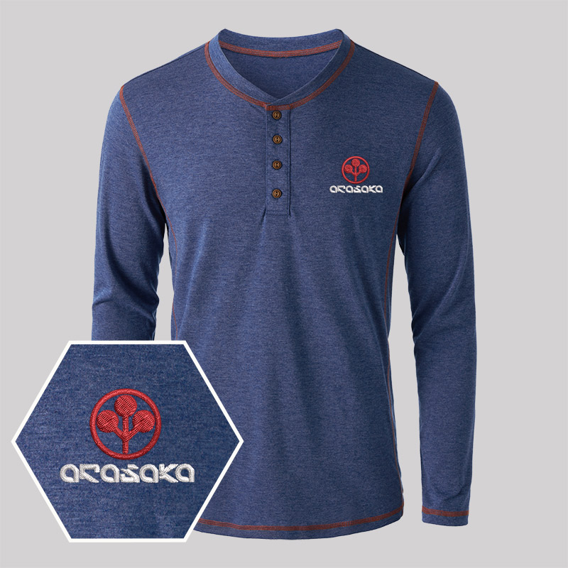 Geeksoutfit Arasaka Elite Geek Embroidered Long Sleeve Henley