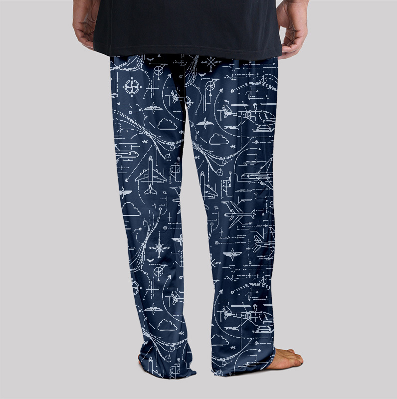 Flight Blueprint Print Geek Loungewear Pants