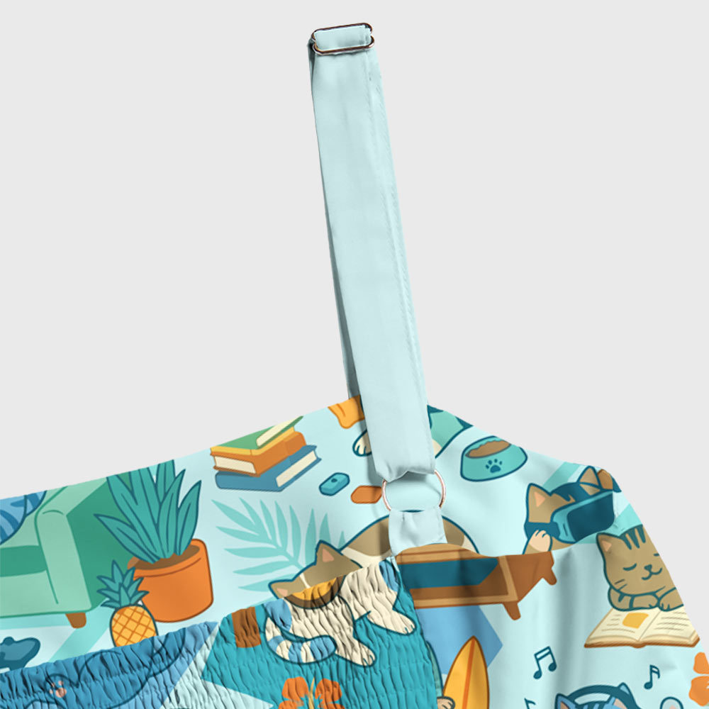Homebody Paradise Whimsical Cat Geek Tiered Cami Maxi Dress