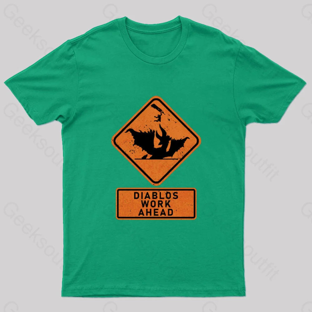 Diablos Work Ahead Nerd T-Shirt Green / S