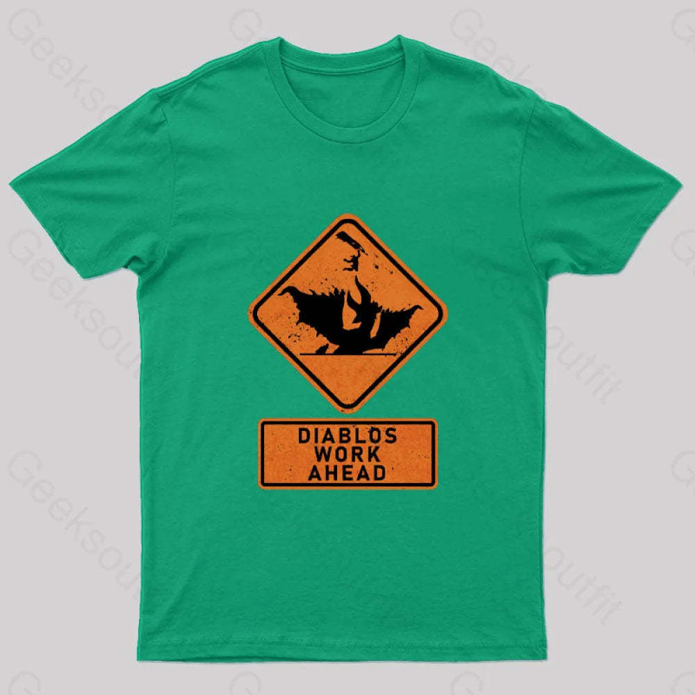 Diablos Work Ahead Nerd T-Shirt Green / S