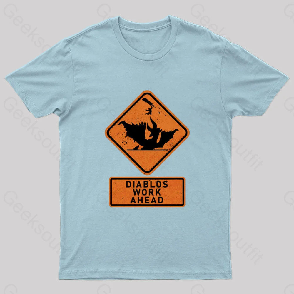 Diablos Work Ahead Nerd T-Shirt Light Blue / S
