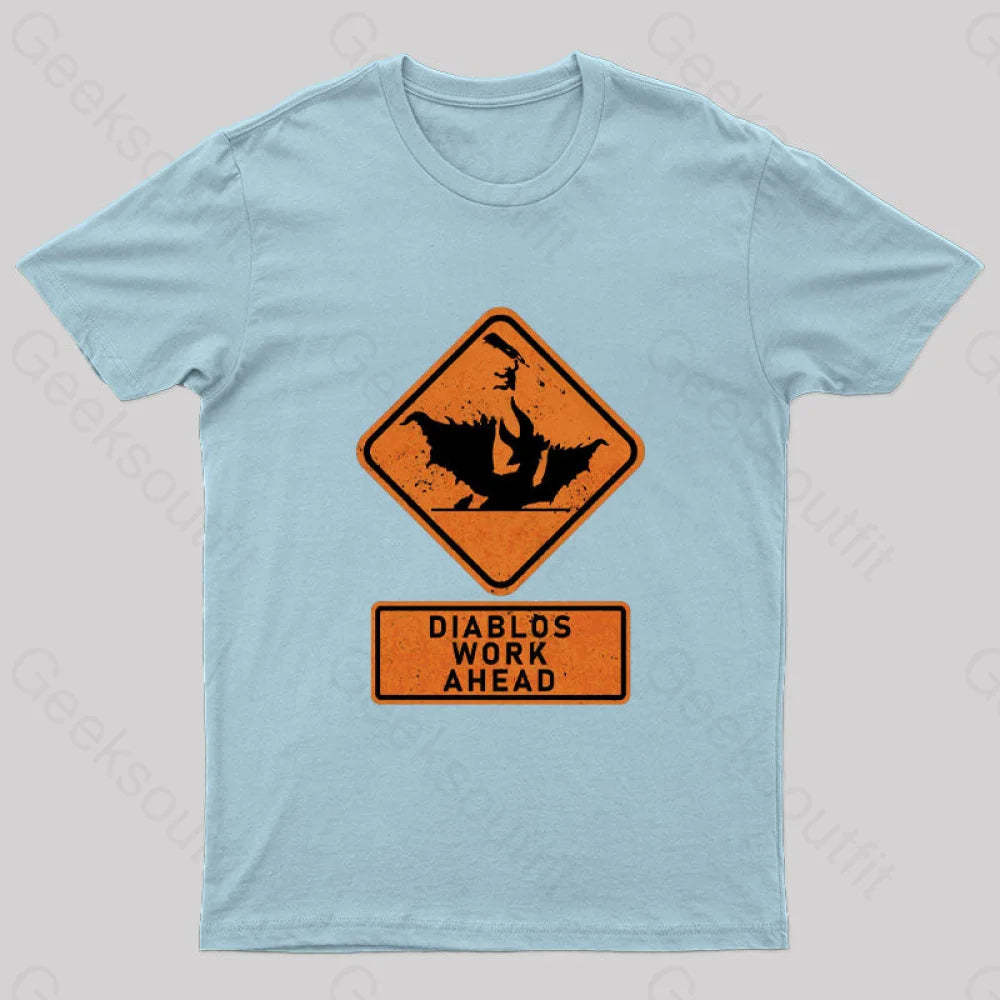Diablos Work Ahead Nerd T-Shirt Light Blue / S
