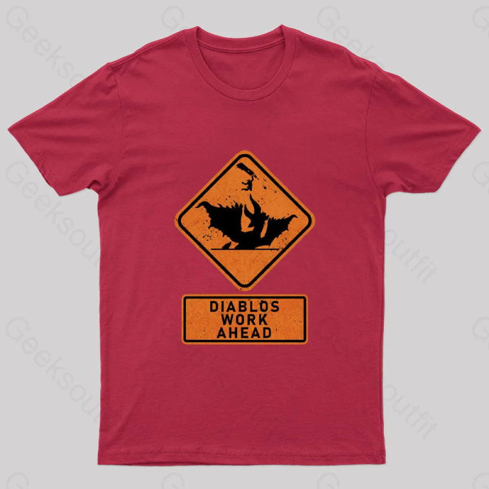 Diablos Work Ahead Nerd T-Shirt Red / S
