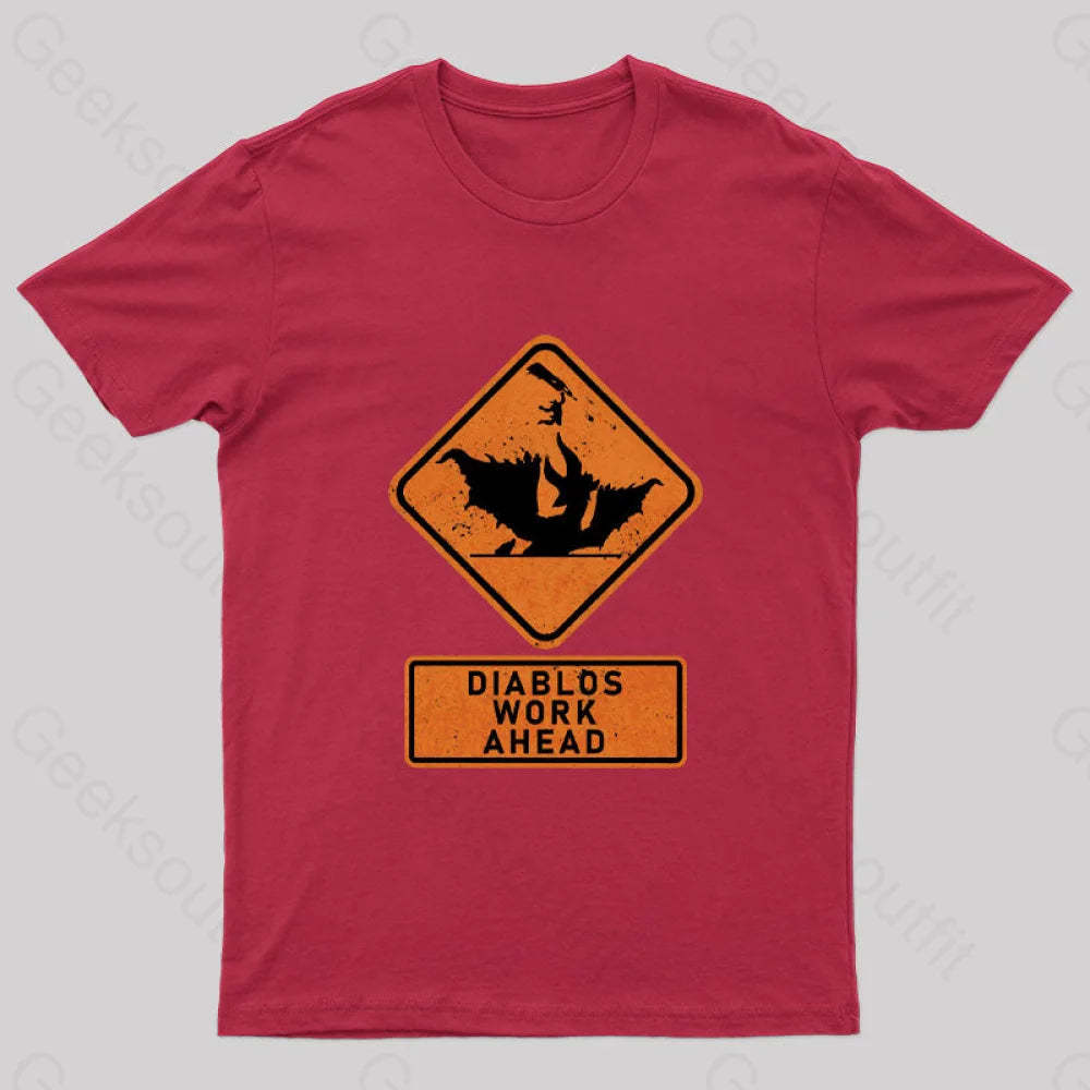Diablos Work Ahead Nerd T-Shirt Red / S