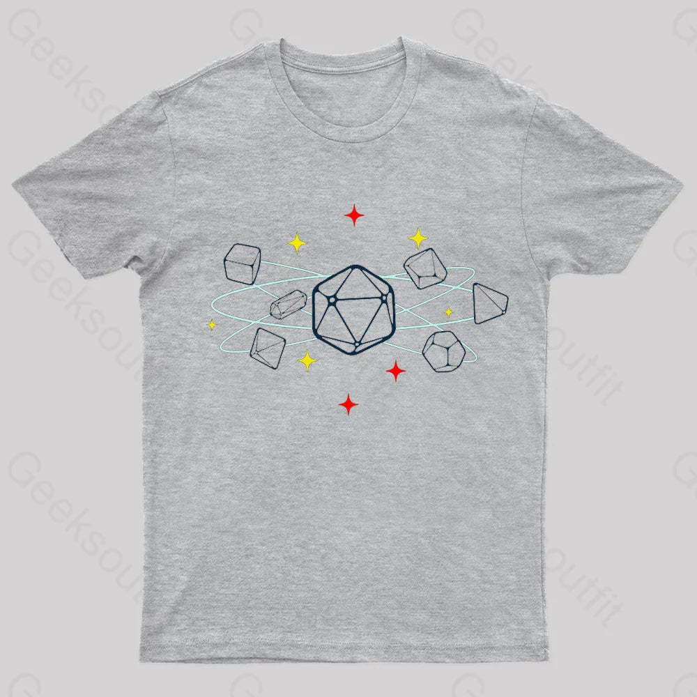 Dice Atom Tabletop Rpg Geek T-Shirt Grey / S