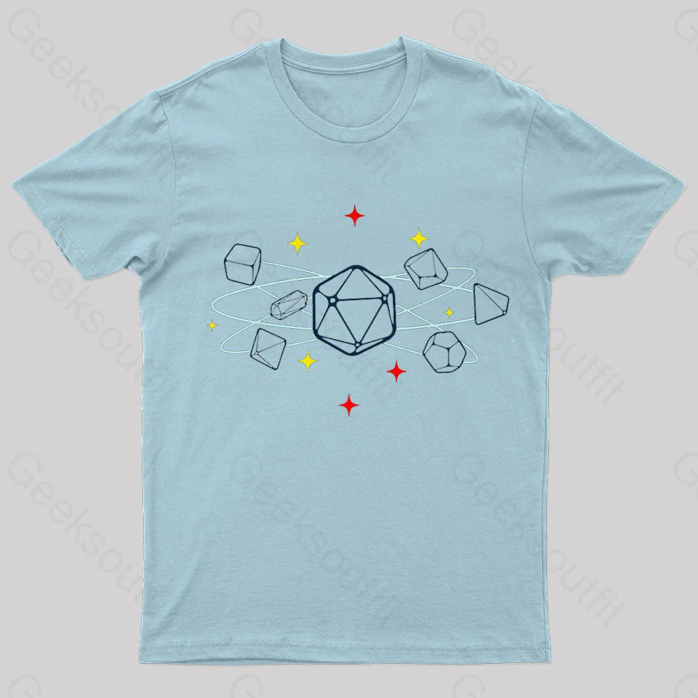 Dice Atom Tabletop Rpg Geek T-Shirt Light Blue / S
