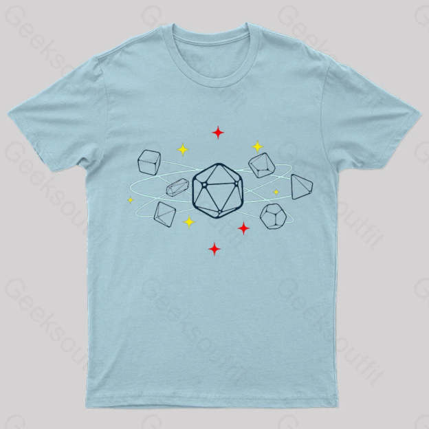 Dice Atom Tabletop Rpg Geek T-Shirt Light Blue / S