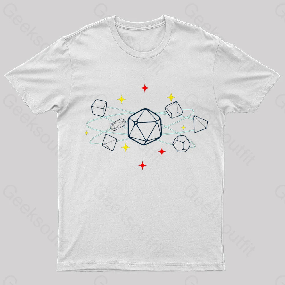 Dice Atom Tabletop Rpg Geek T-Shirt White / S