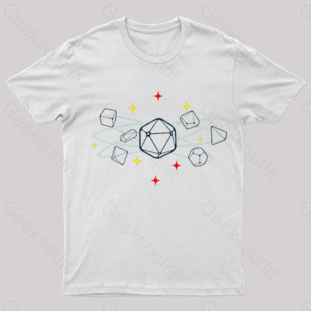 Dice Atom Tabletop Rpg Geek T-Shirt White / S
