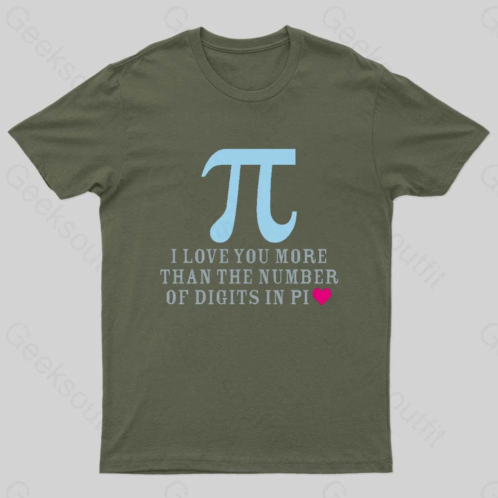 Digits In Pi Geek T-Shirt Army Green / S