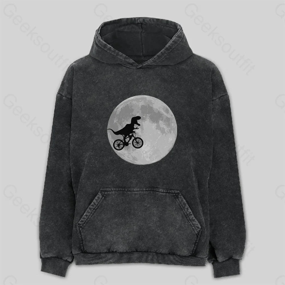Dinosaur Bike And Moon Washed Hoodie M
