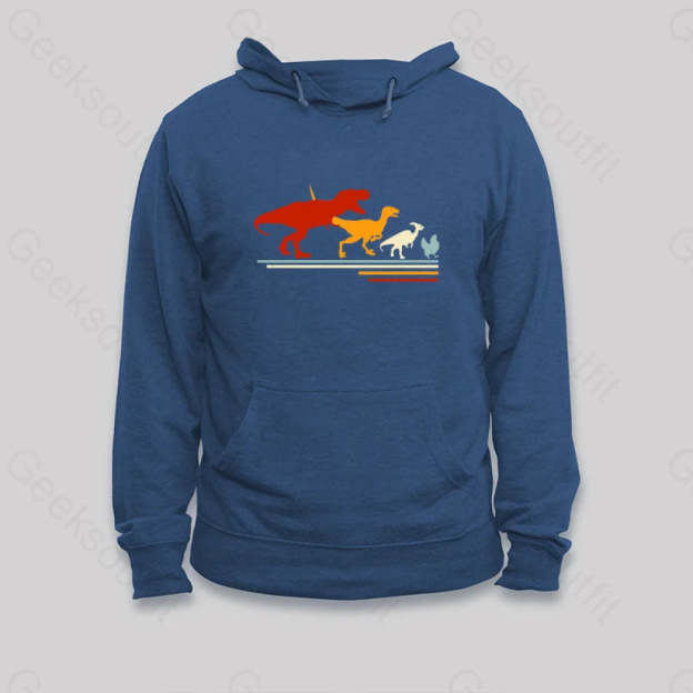 Dinosaur Evolution Hoodie Dark Blue / S