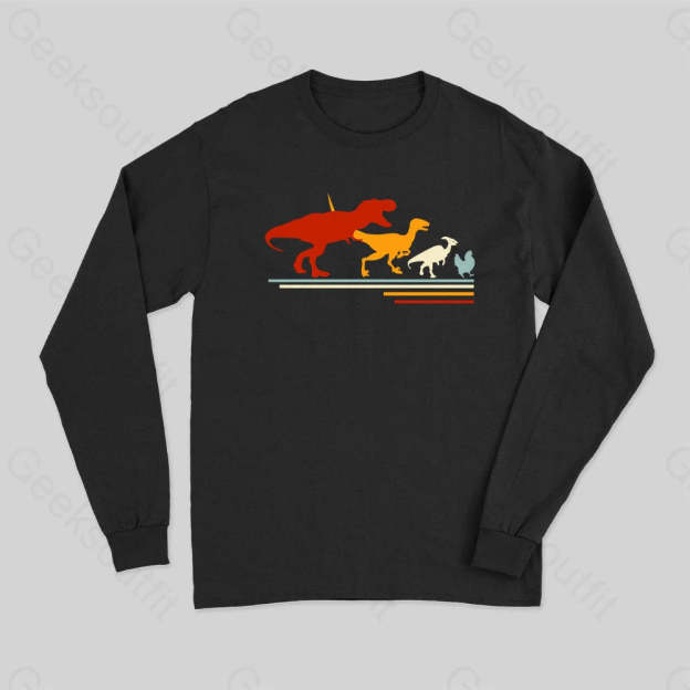 Dinosaur Evolution Long Sleeve T-Shirt Black / S
