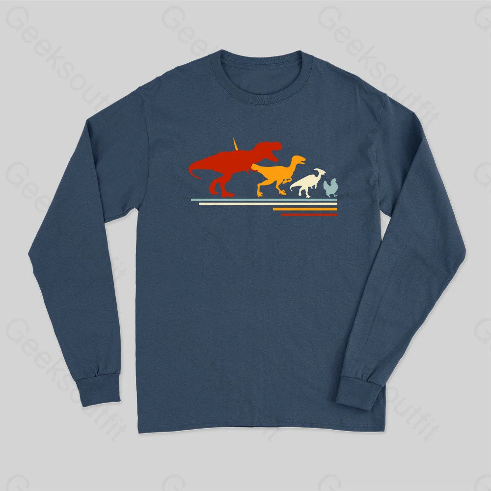 Dinosaur Evolution Long Sleeve T-Shirt Navy / S