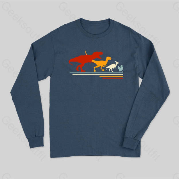 Dinosaur Evolution Long Sleeve T-Shirt Navy / S