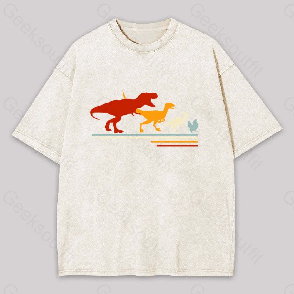 Dinosaur Evolution Washed T-Shirt Apricot / S