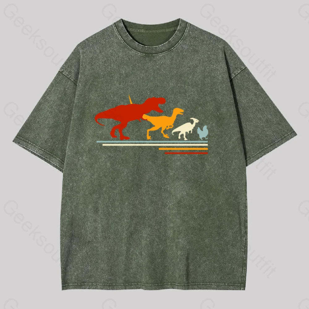 Dinosaur Evolution Washed T-Shirt Army Green / S