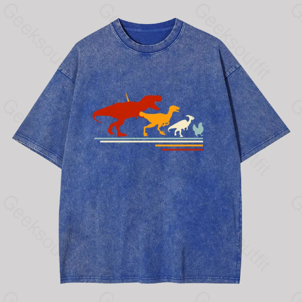 Dinosaur Evolution Washed T-Shirt Blue / S