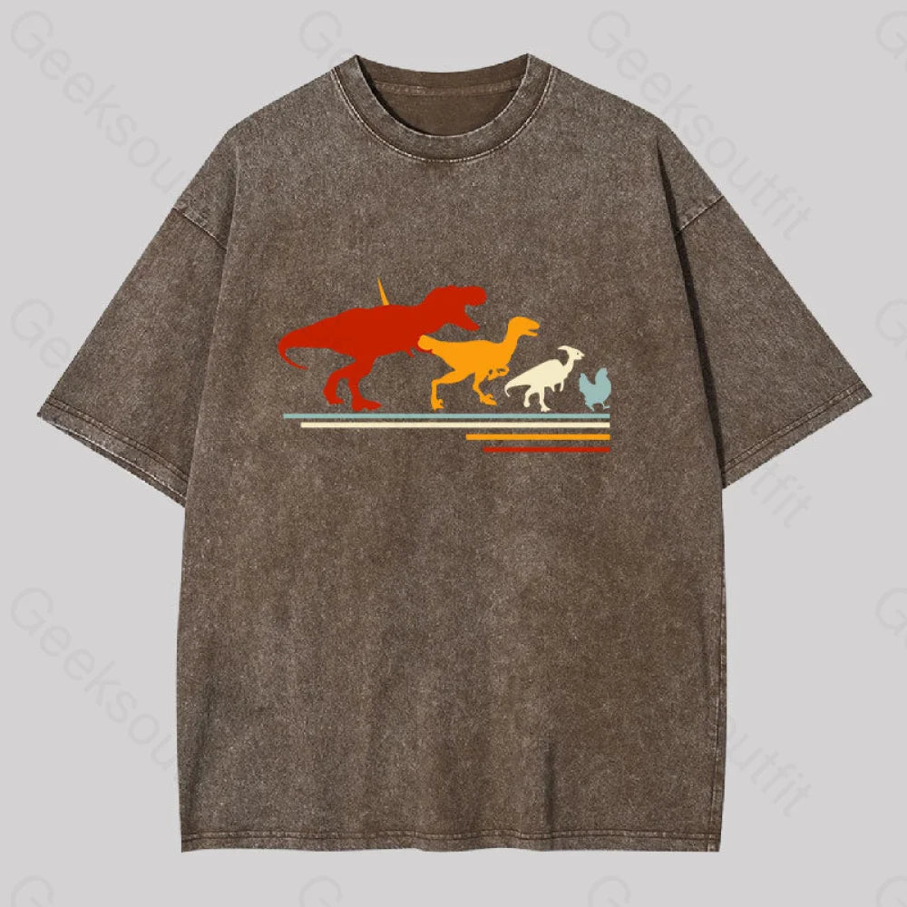 Dinosaur Evolution Washed T-Shirt Coffee / S