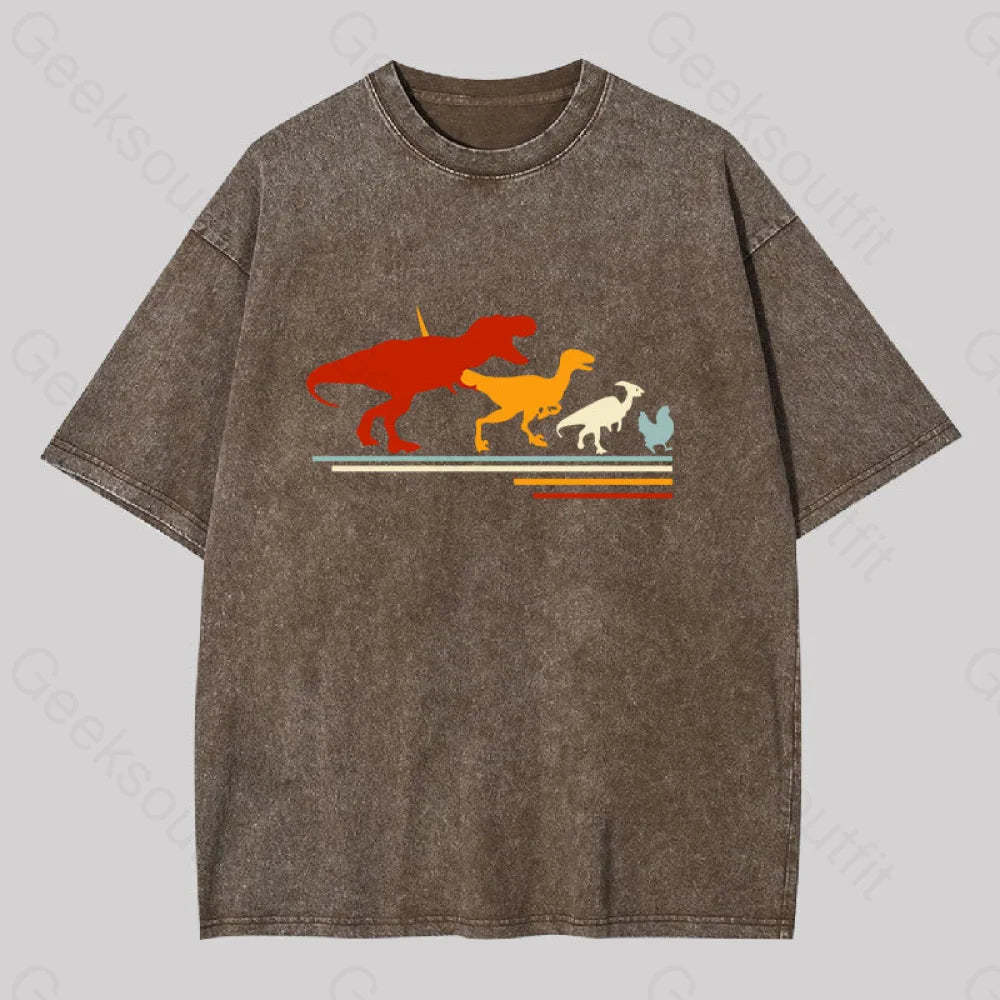Dinosaur Evolution Washed T-Shirt Coffee / S