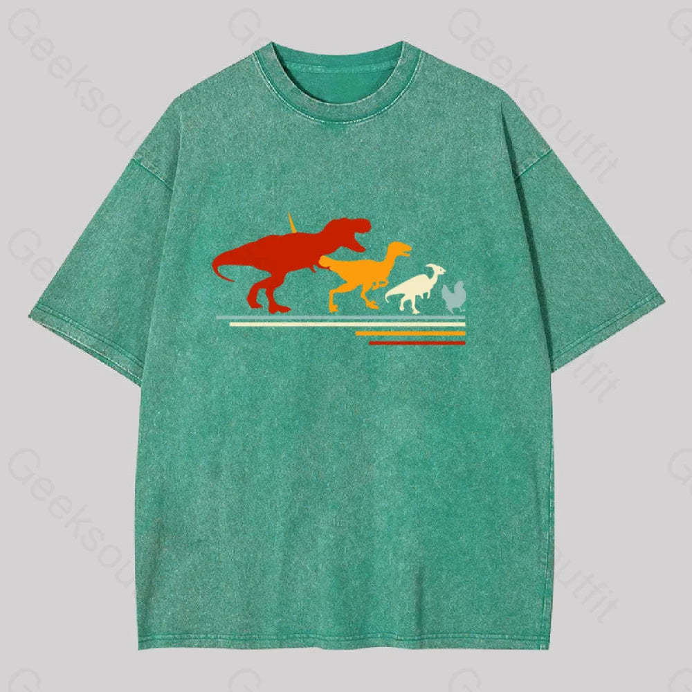 Dinosaur Evolution Washed T-Shirt Grass Green / S