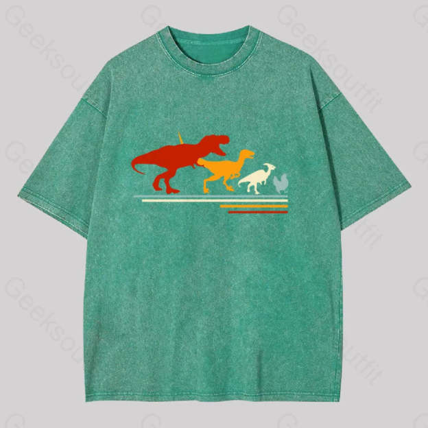 Dinosaur Evolution Washed T-Shirt Grass Green / S