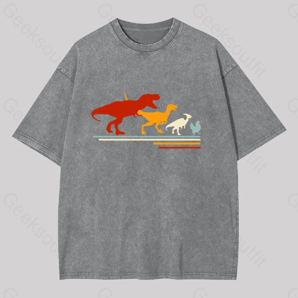 Dinosaur Evolution Washed T-Shirt Grey / S