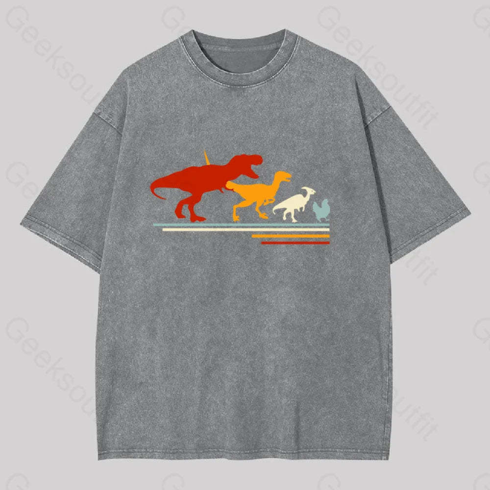 Dinosaur Evolution Washed T-Shirt Grey / S