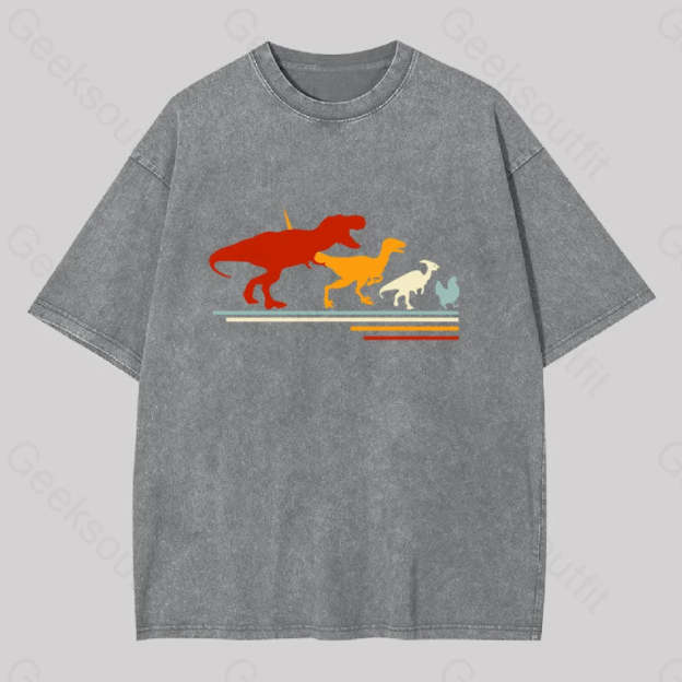 Dinosaur Evolution Washed T-Shirt Grey / S
