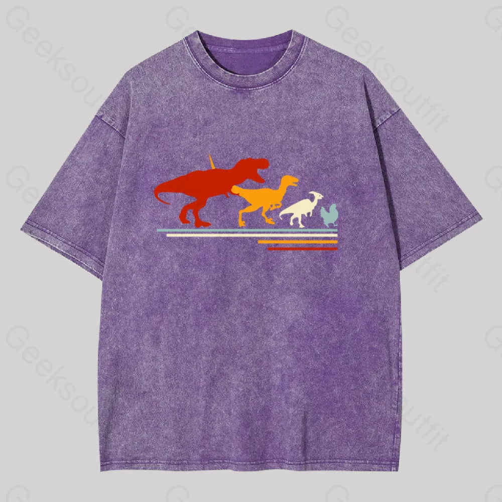 Dinosaur Evolution Washed T-Shirt Purple / S