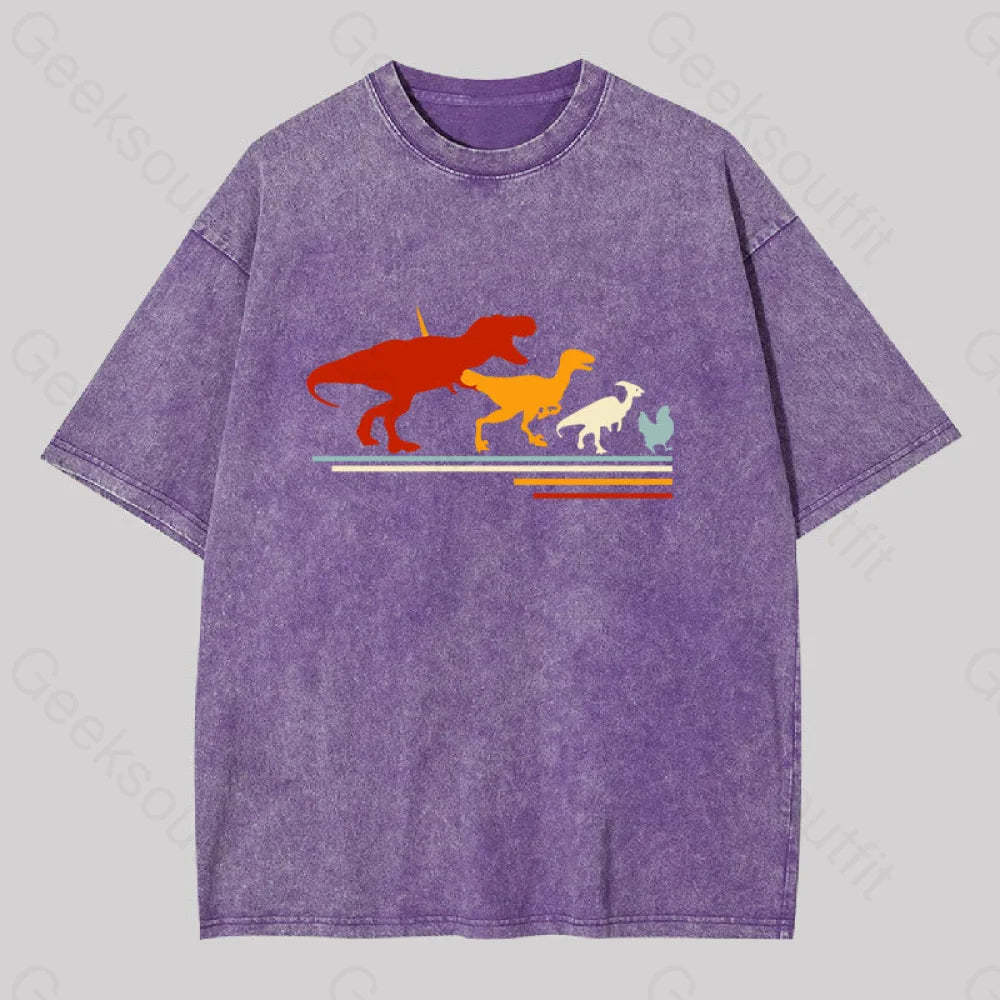 Dinosaur Evolution Washed T-Shirt Purple / S
