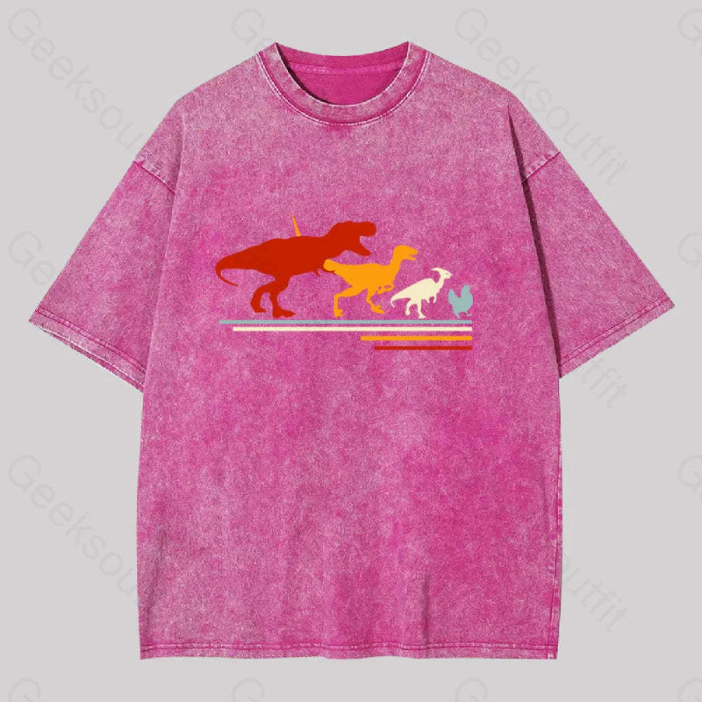 Dinosaur Evolution Washed T-Shirt Rose Red / S