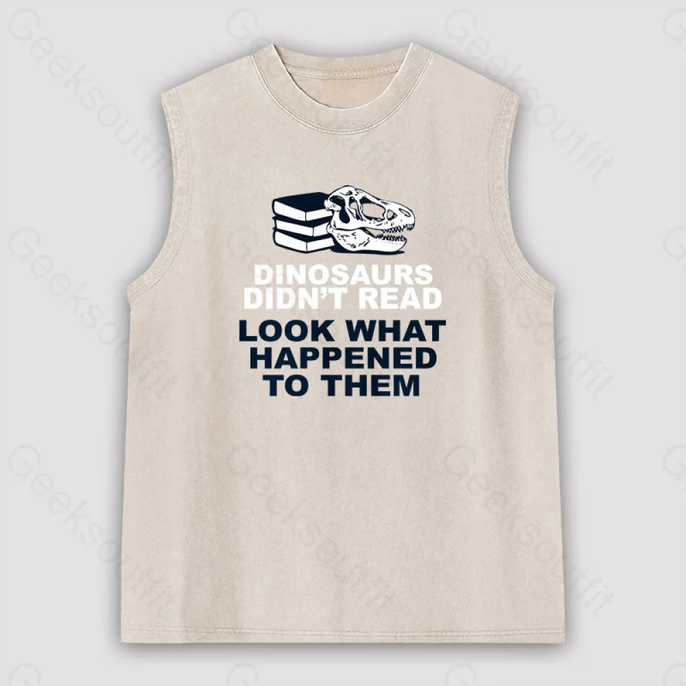 Dinosaurs Didn’t Read Unisex Washed Tank Apricot / S