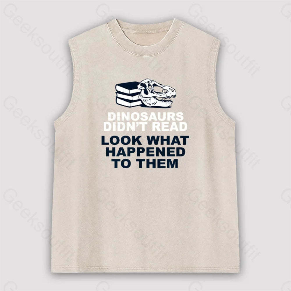 Dinosaurs Didn’t Read Unisex Washed Tank Apricot / S