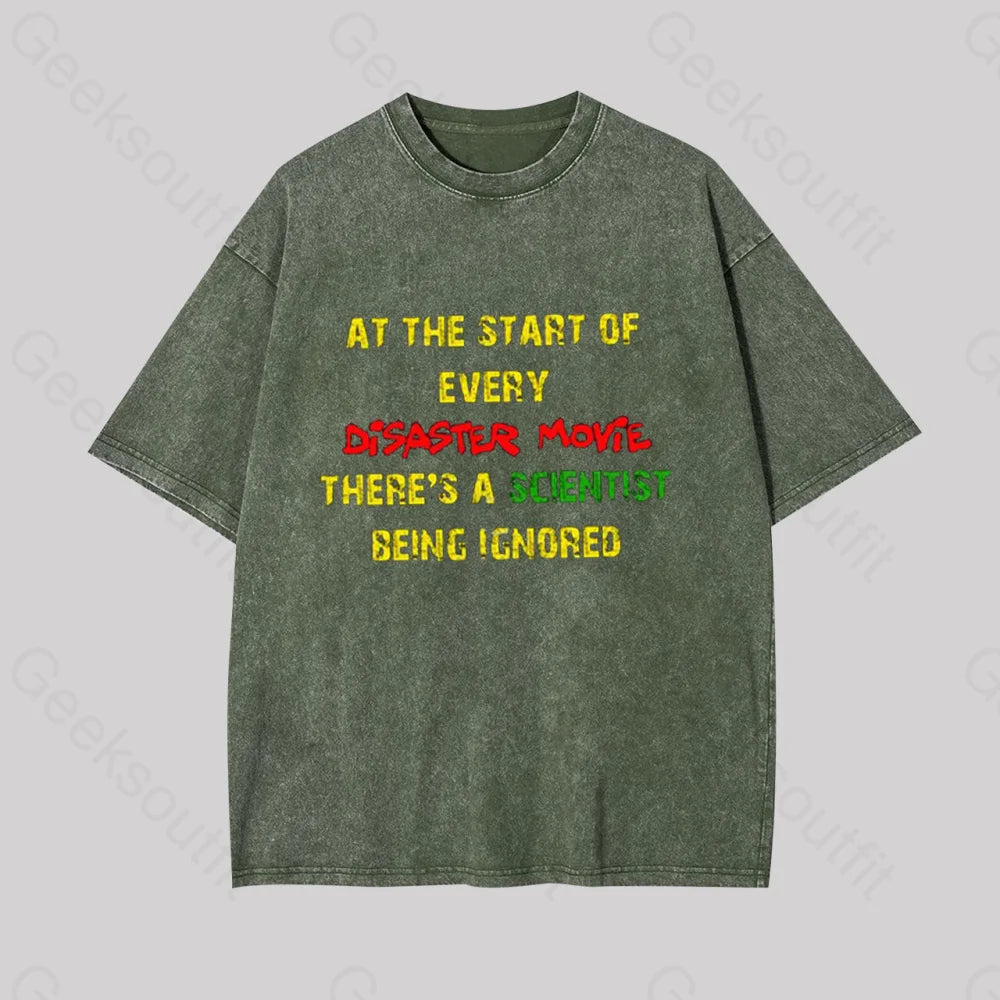 Disaster Movies Scientist Geek Washed T-Shirt