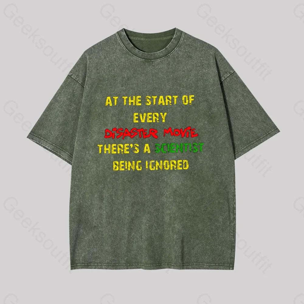 Disaster Movies Scientist Geek Washed T-Shirt