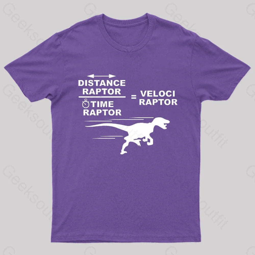 Distance Raptor Divided By Time Equals Velociraptor T-Shirt Purple / S