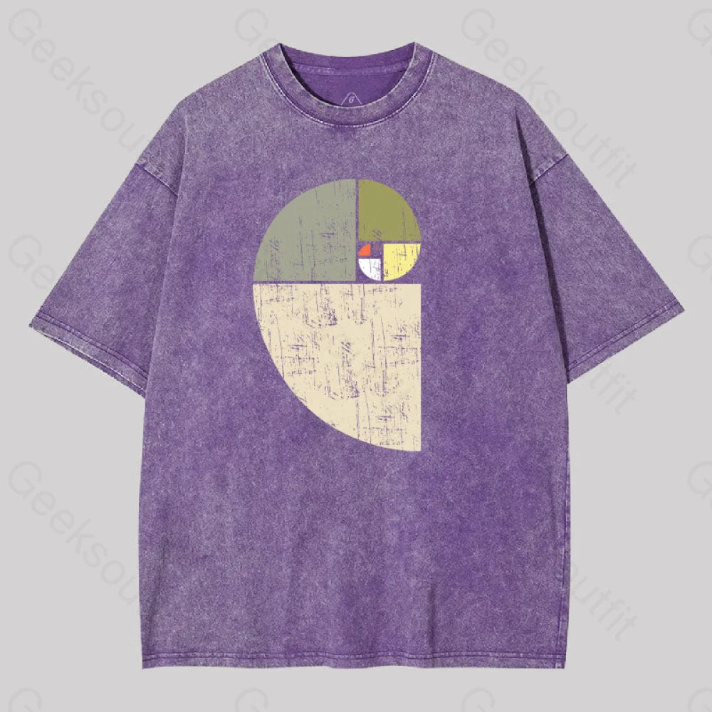 Distressed Fibonacci Spiral Washed T-Shirt Purple / S